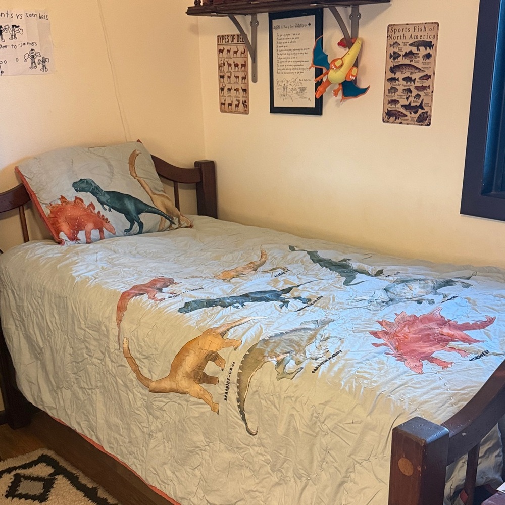 Crate & Kids Dinosaur Quilt Bedding Set in Light Blue and Multicolor